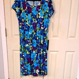 Notions Floral Blue and Purple Women's Dress